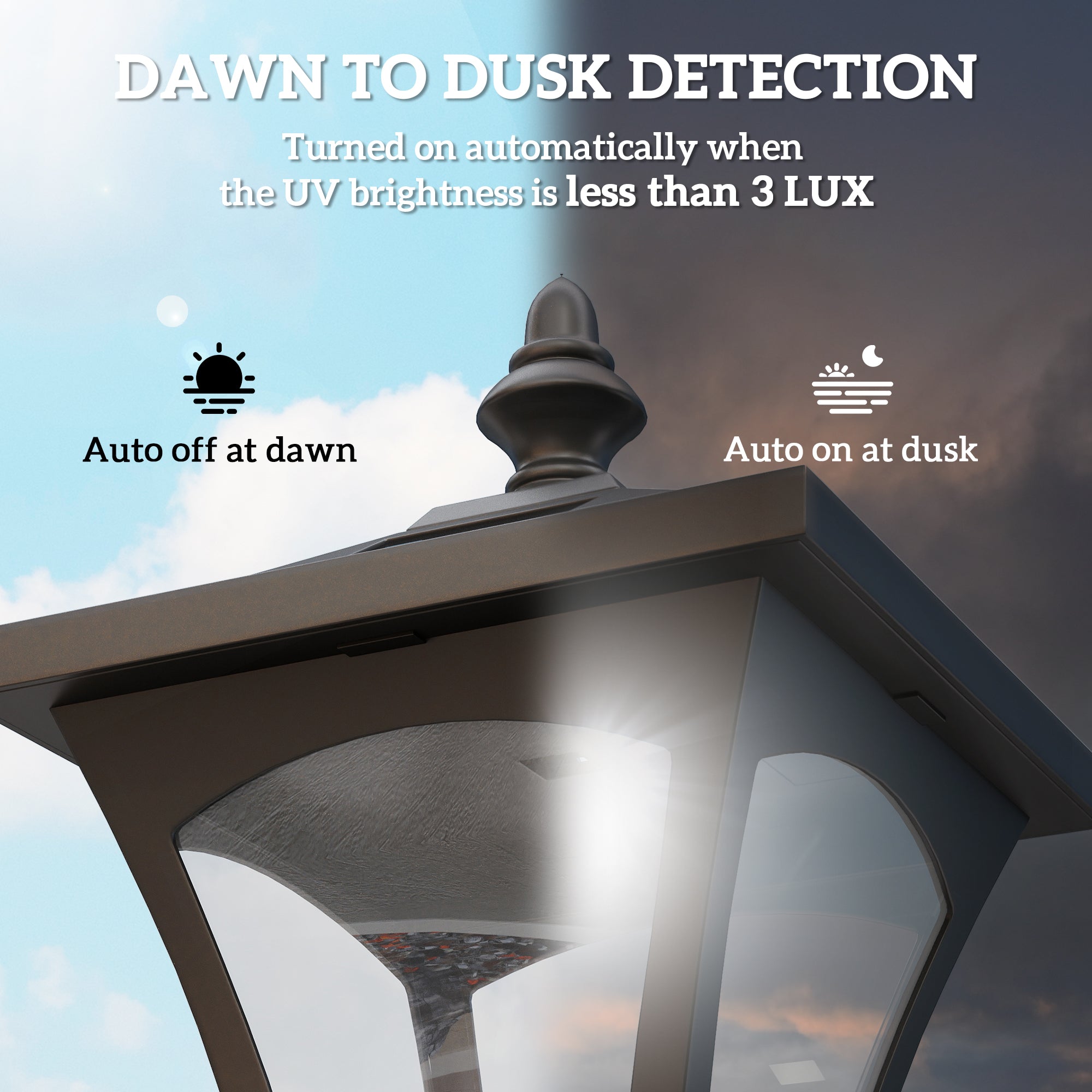 Kozy 1.2m Solar Powered Outdoor Lamp Post - Black