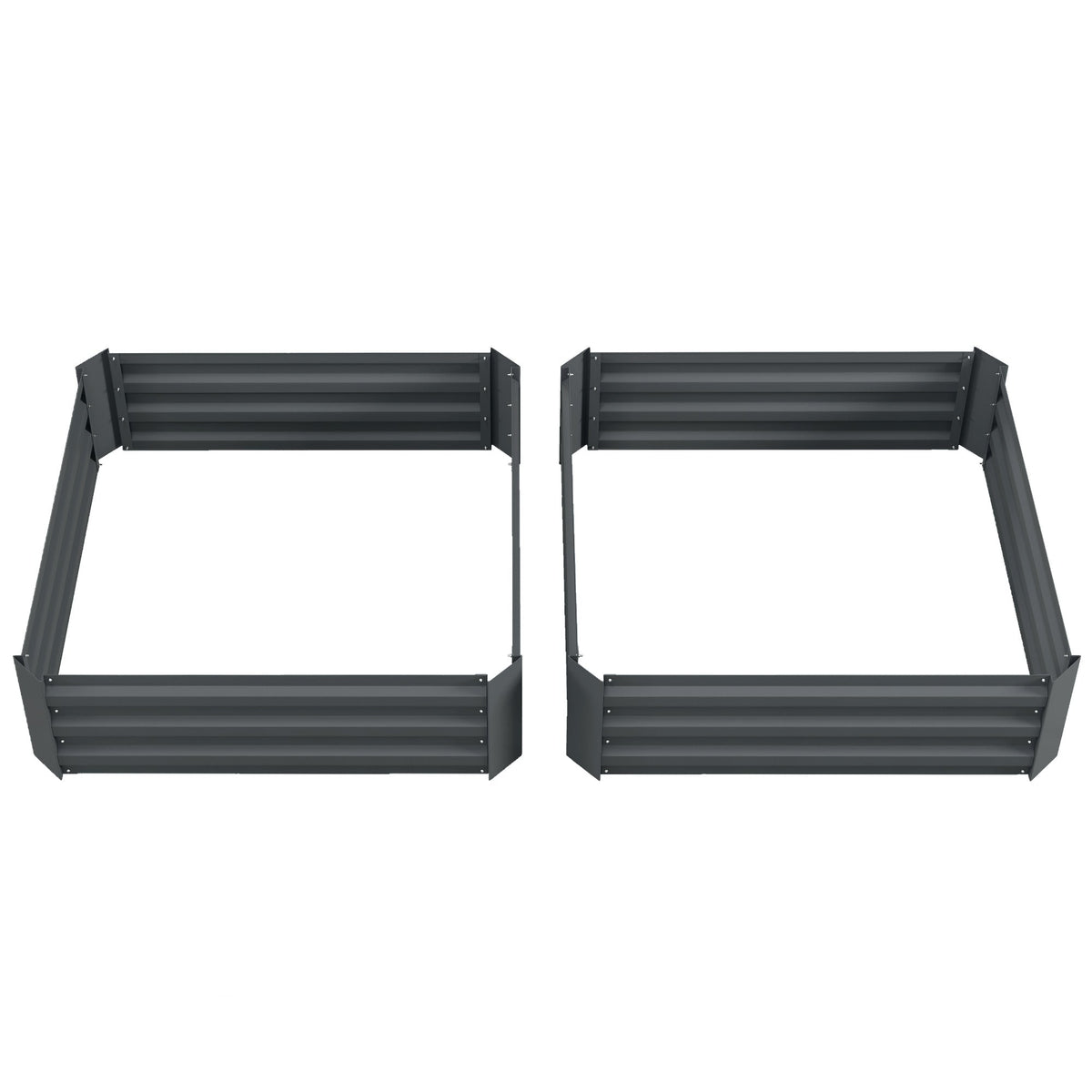 Outsunny Raised Garden Beds: Elevated Galvanised Planter Boxes for Flowers & Herbs, Dark Grey, 100x100x30cm