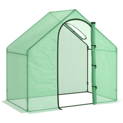 Kozy Walk In Tomato Greenhouse Garden Outdoor Mini Greenhouse Flower Planter Steel Frame with Zipped Door & Window, PE Cover, 180 x 100 x 168CM, Green