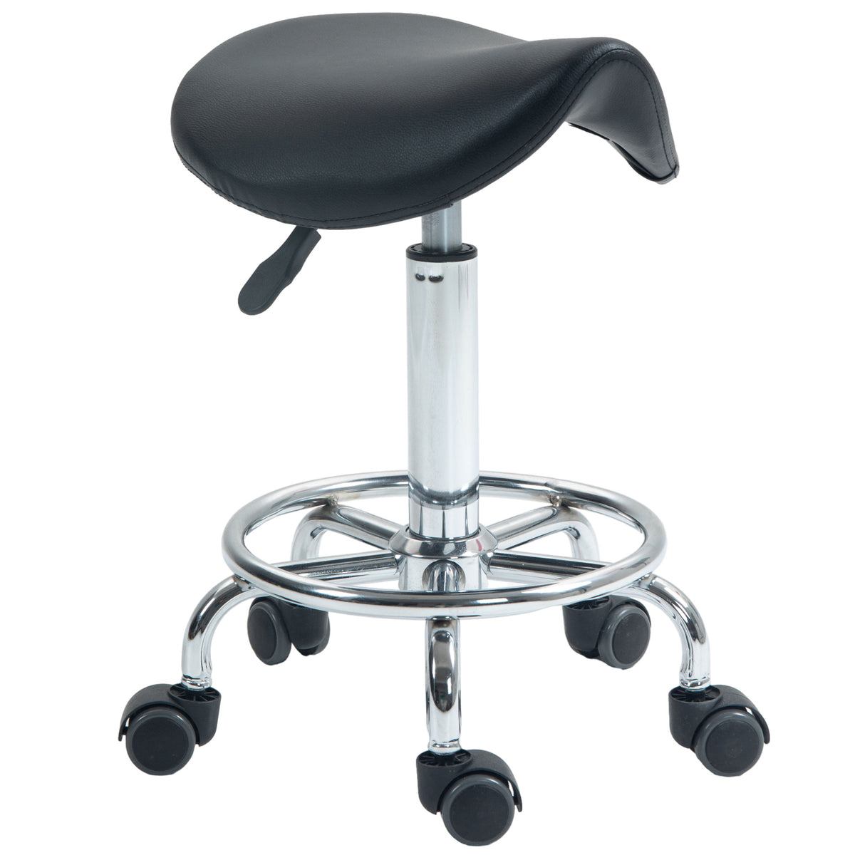 Kozy Salon Saddle Stool, Rolling Saddle Chair for Massage, Spa, Clinic, Beauty, Hairdressing and Tattoo, Black