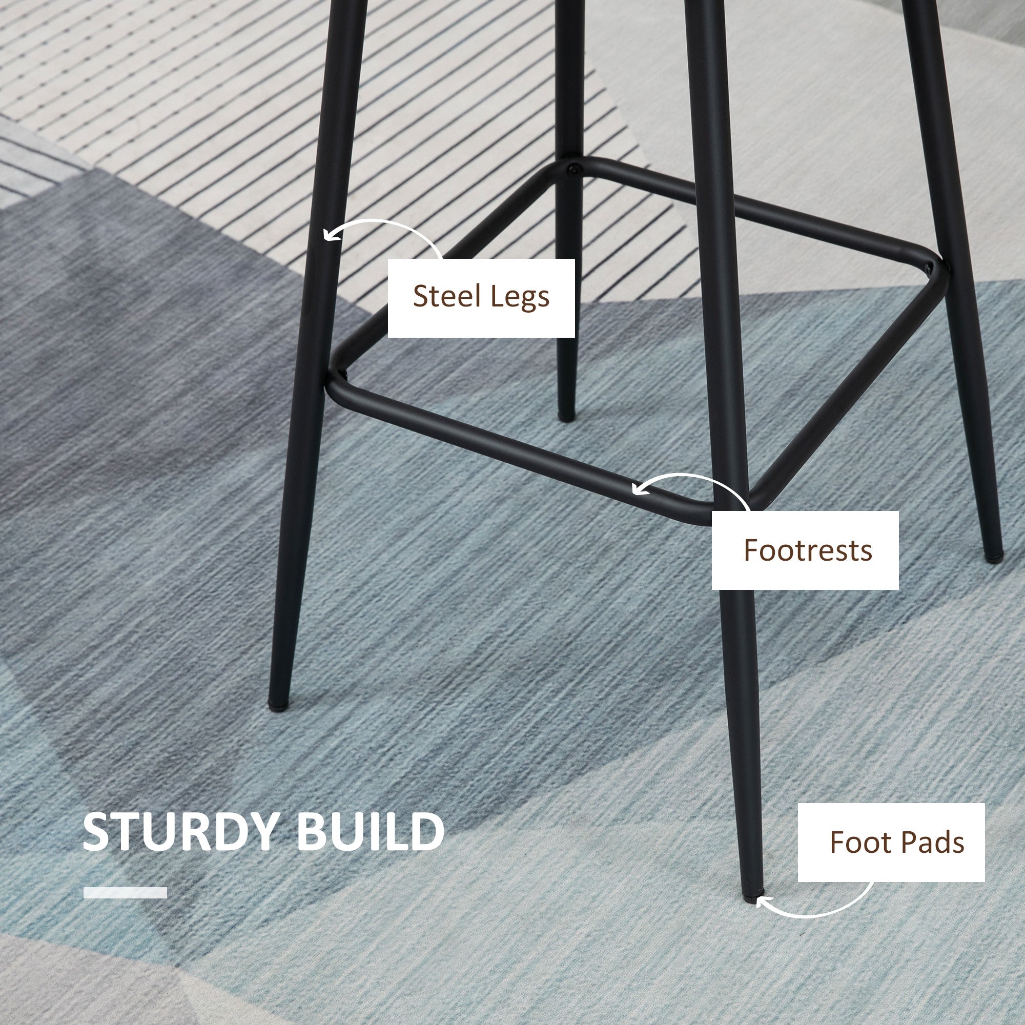 Kozy Retro Bar Stools Set of 2, Breakfast Bar Chairs with Footrest, Kitchen Stools with Backs and Steel Legs, for Dining Area and Home Bar, Brown