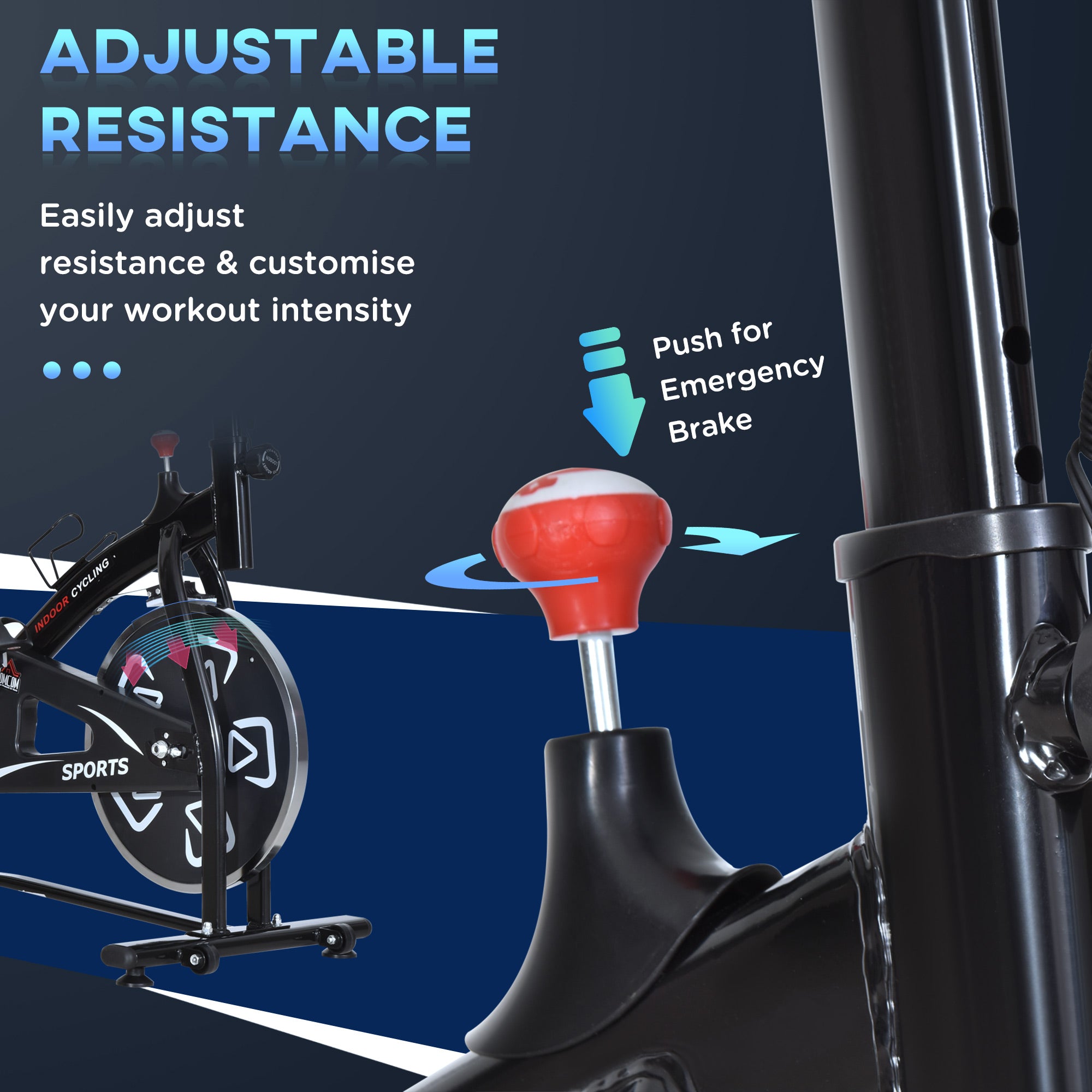 Kozy Indoor Stationary Exercise Bike 6kg Flywheel Fitness Cardio Workout Bke Trainer for Home Gym w/ Adjustable Resistance LCD Monitor Pad and Bottle Holder Black