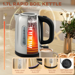 Kozy - Simple Polished Toaster and Kettle Set - Silver Tone