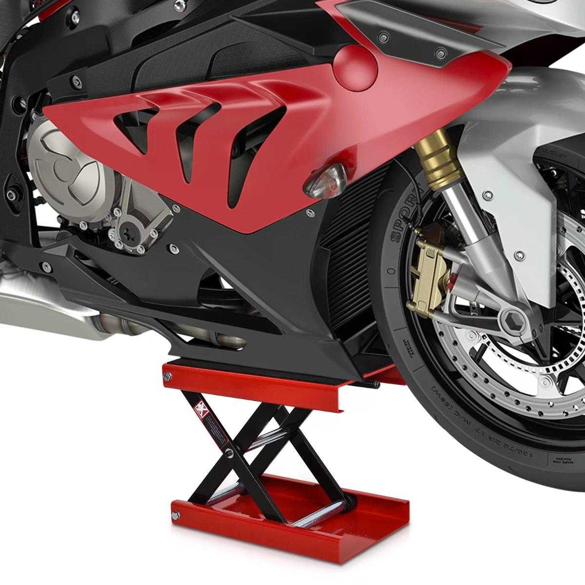 DURHAND Steel Manual Repair Motorcycle Lift Platform Red