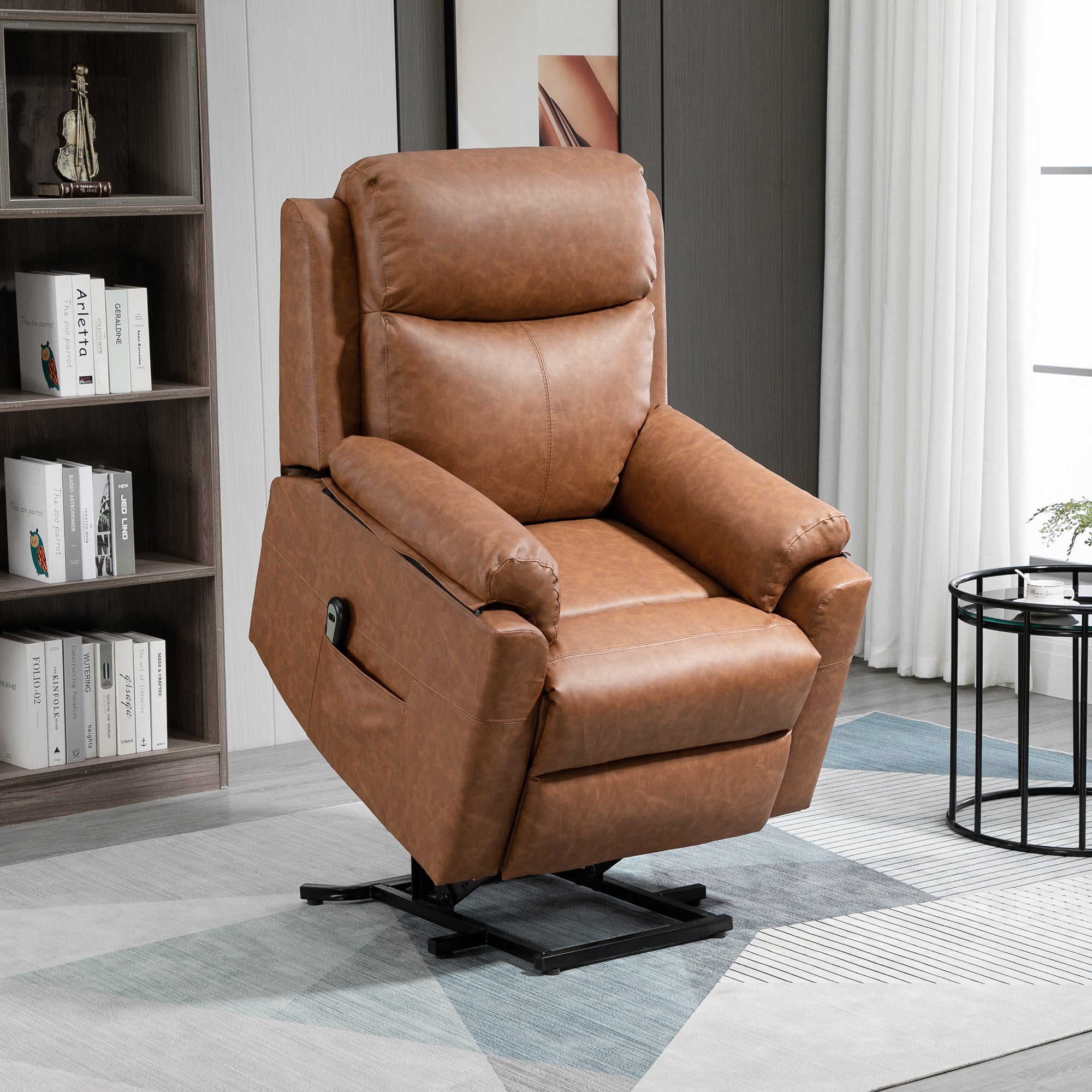 Kozy Faux Leather 70° Electric Riser Recliner Chair - Brown
