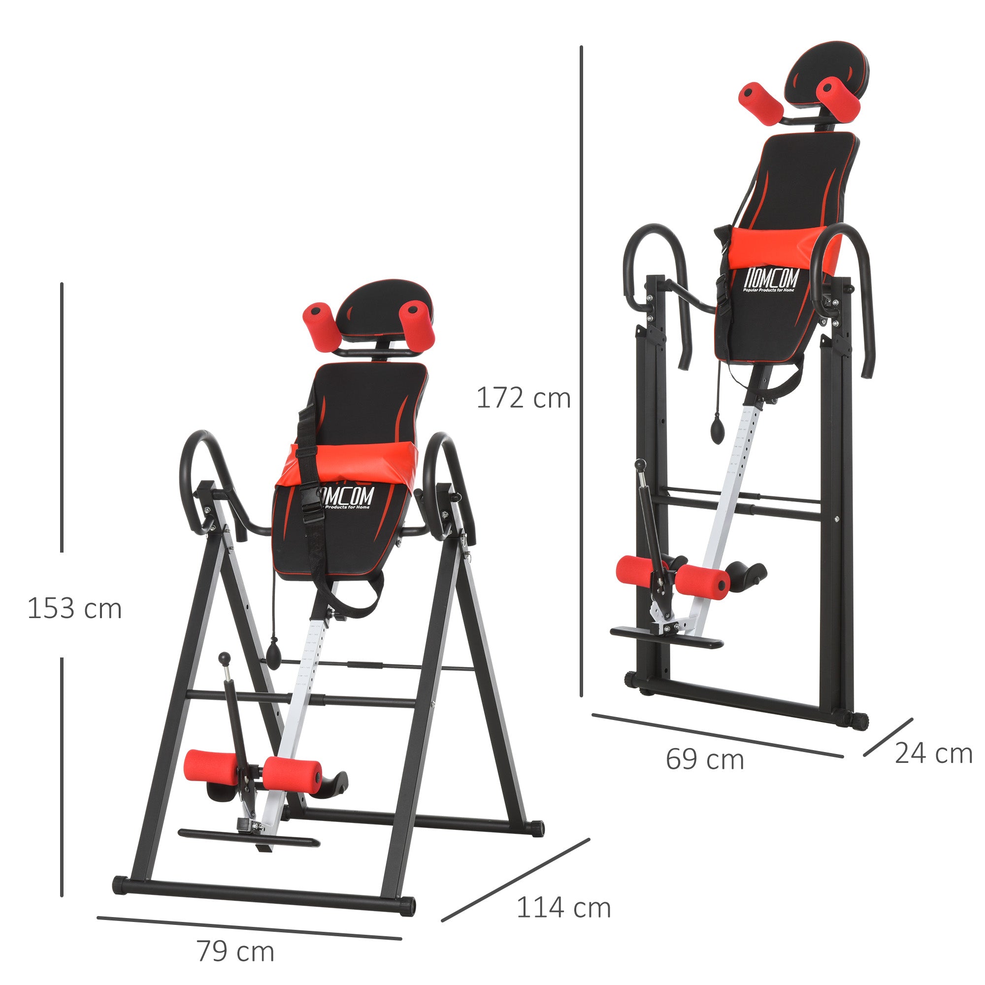 Kozy Gravity Inversion Table with Safety Belt Adjustable Hand Stand for Muscle Pain Relief, Red
