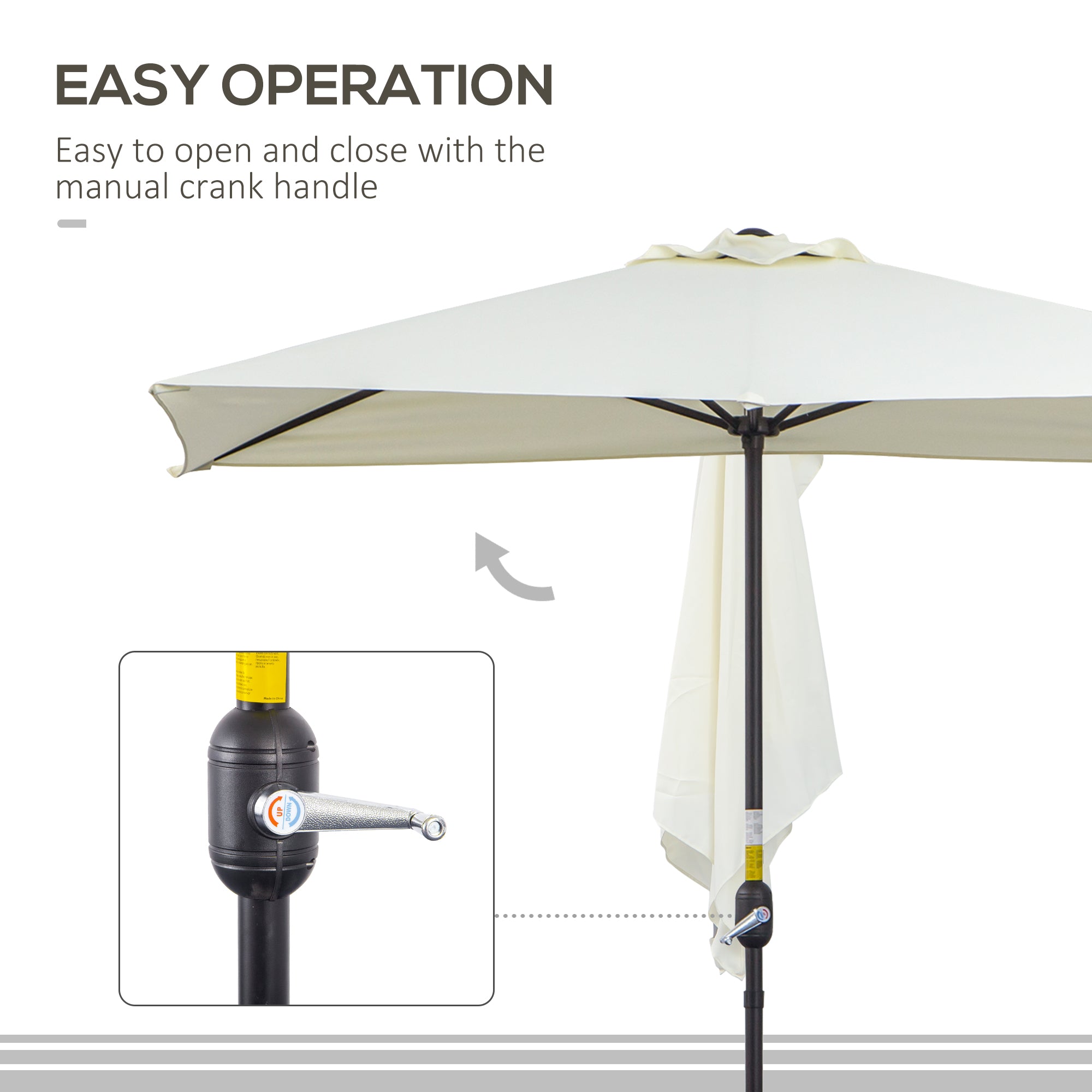 Outsunny Half Parasol for Balcony, 2.3m Semi