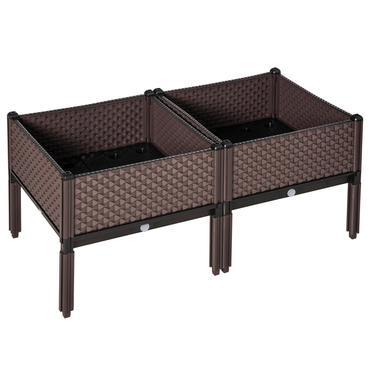 Kozy 50cm x 50cm x 46.5cm Set of 2 41L Garden Raised Bed, Elevated Planter Box, Flower Vegetables Planting Container with Self-Watering Design and Drainage Holes