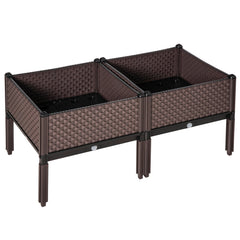 Kozy 50cm x 50cm x 46.5cm Set of 2 41L Garden Raised Bed, Elevated Planter Box, Flower Vegetables Planting Container with Self-Watering Design and Drainage Holes