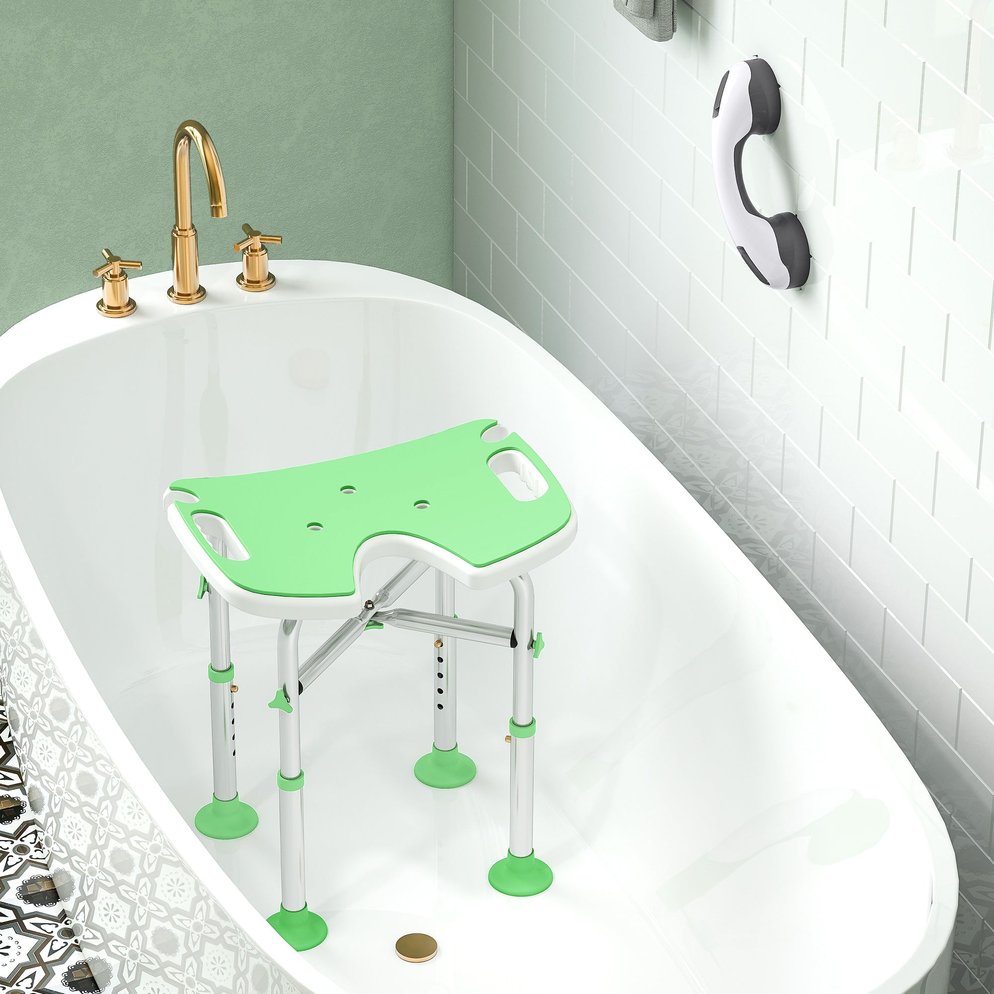 Kozy - 39-51.5cm 'U' Seat Padded Shower Stool - Green