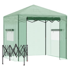 Kozy Pop-up Small Greenhouse, Outdoor Walk-in Tomato Greenhouse with Carrying Bag, PE Cover, Steel Frame, Green, 2.4L x 1.8W x 2.4H m
