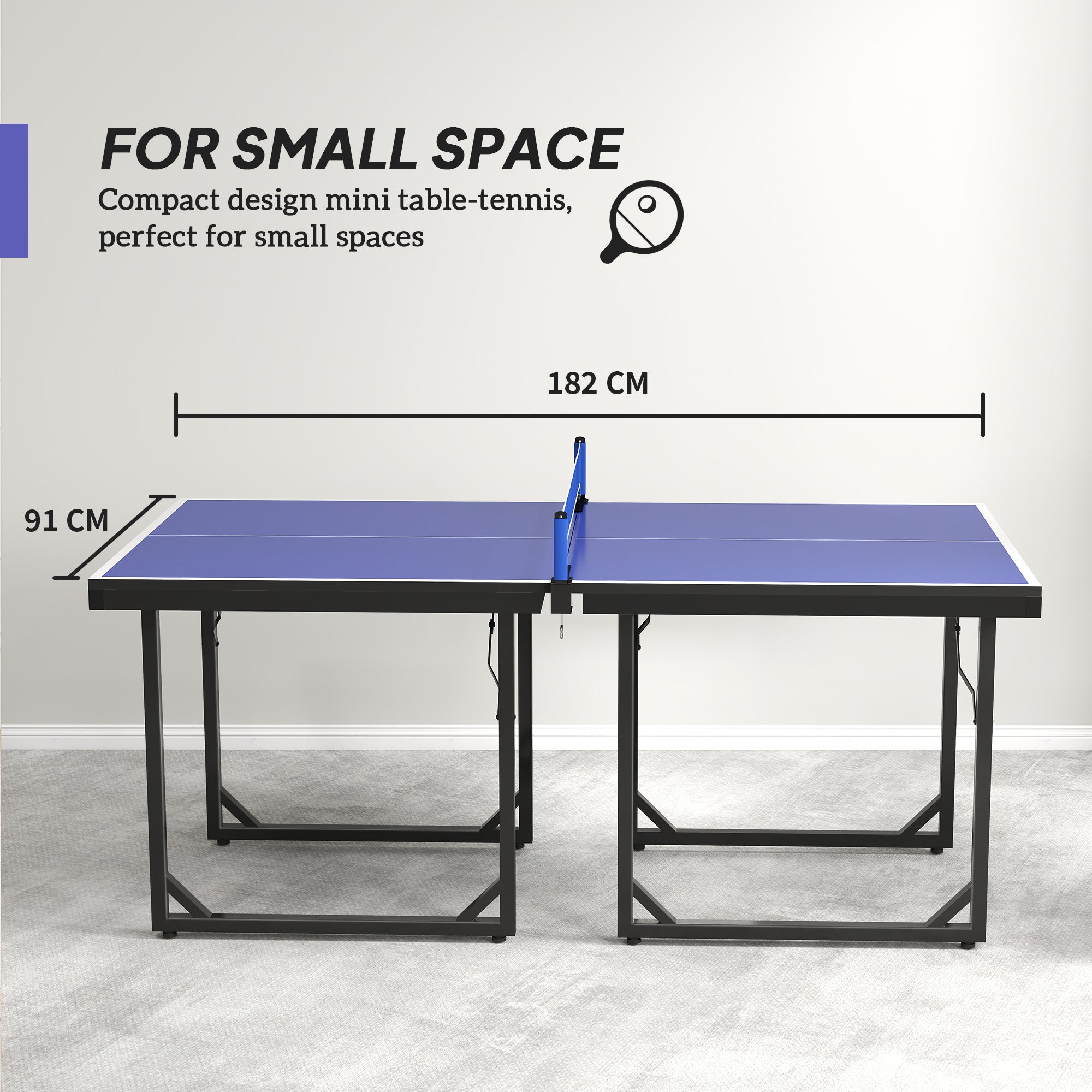 Kozy 6ft Table Tennis Table, Ping Pong Table with Net, Foldable and Portable Ping Pong Set for Indoor Outdoor Use, Easy Assemble, Midsize, Blue