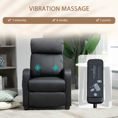 Kozy Massage Recliner Armchair with 150° Recline, Faux Leather, Side Pocket, Black