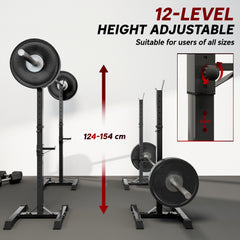 Kozy Adjustable Squat Rack, Weight Strength Training Bench Press Rack Weight Bench Supporter for Home Gym Exercise, Max Load 150kg, 124-154cm