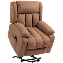Kozy Power Lift Recliner Chair with Massage, Overstuffed Lift Chair for Elderly with Footrest, Remote and Side Pocket, Brown