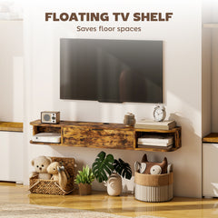 Kozy 120 cm Floating TV Unit for TVs up to 50 Inch - Rustic Brown