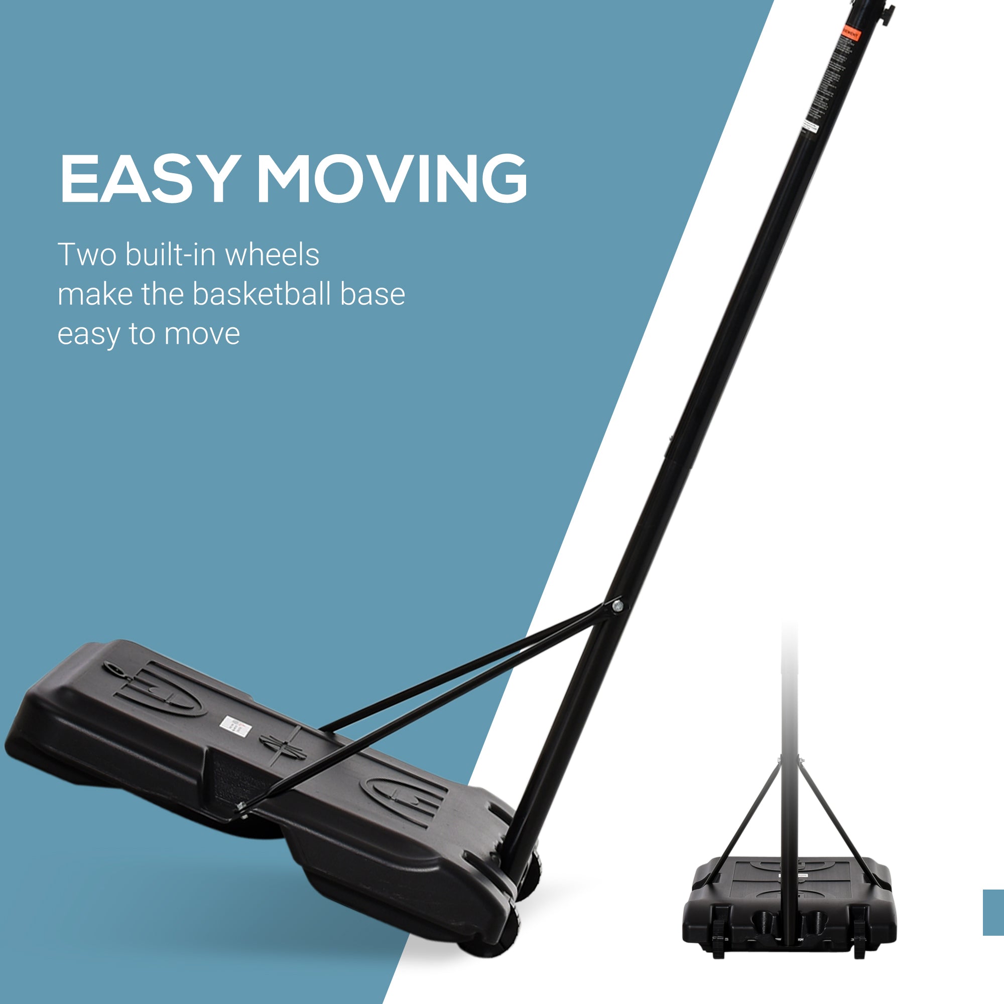 Kozy Portable Basketball Stand 175-215cm Adjustable Height Sturdy Rim Hoop w/ Large Wheels Stable Base Net Free Standing