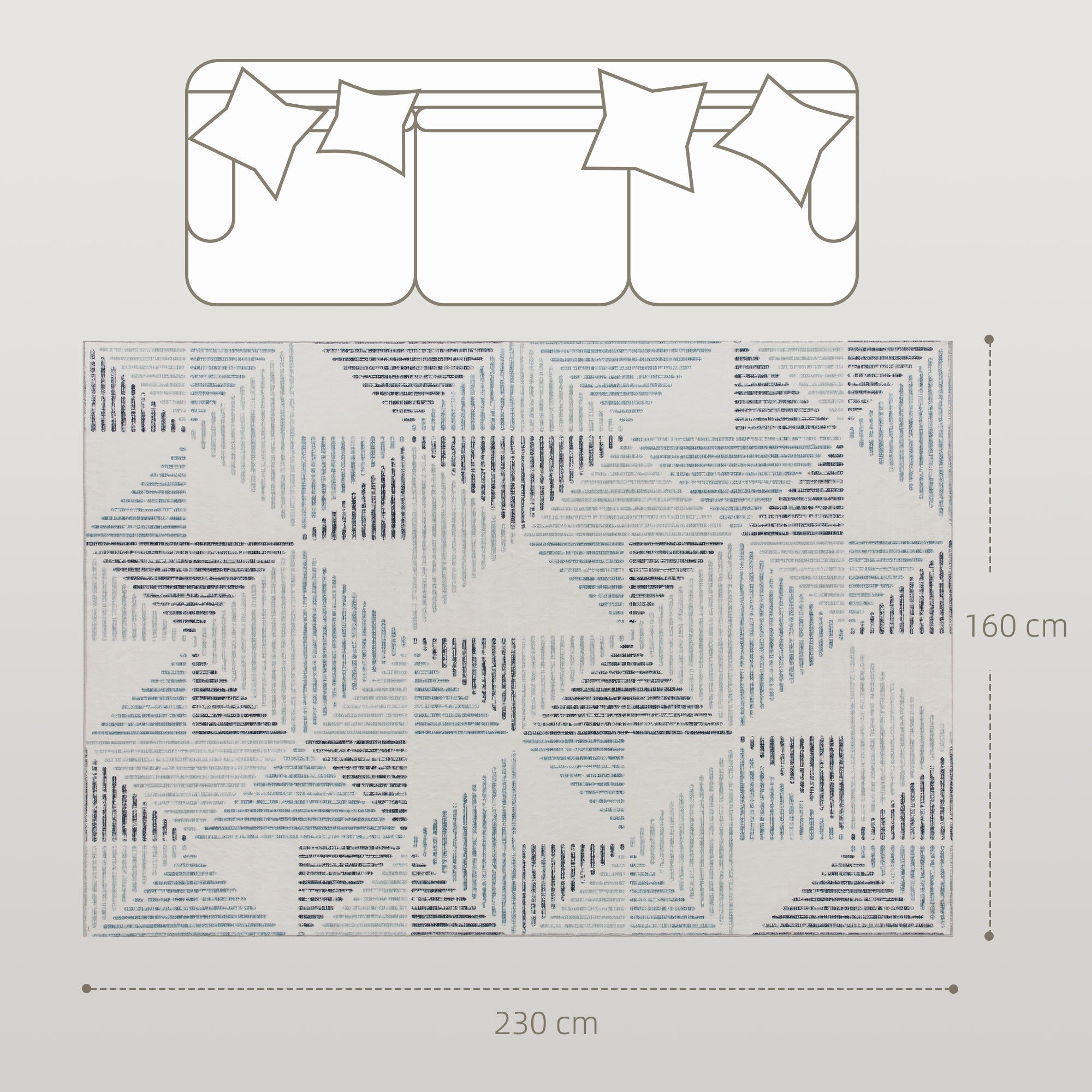 Kozy - Modern Area Rug, Geometric Pattern Non-Slip Washable Rug, Soft Floor Carpet for Living Room, Bedroom, Dining Room, Home Office, 230 x 160 cm, Multi-Coloured