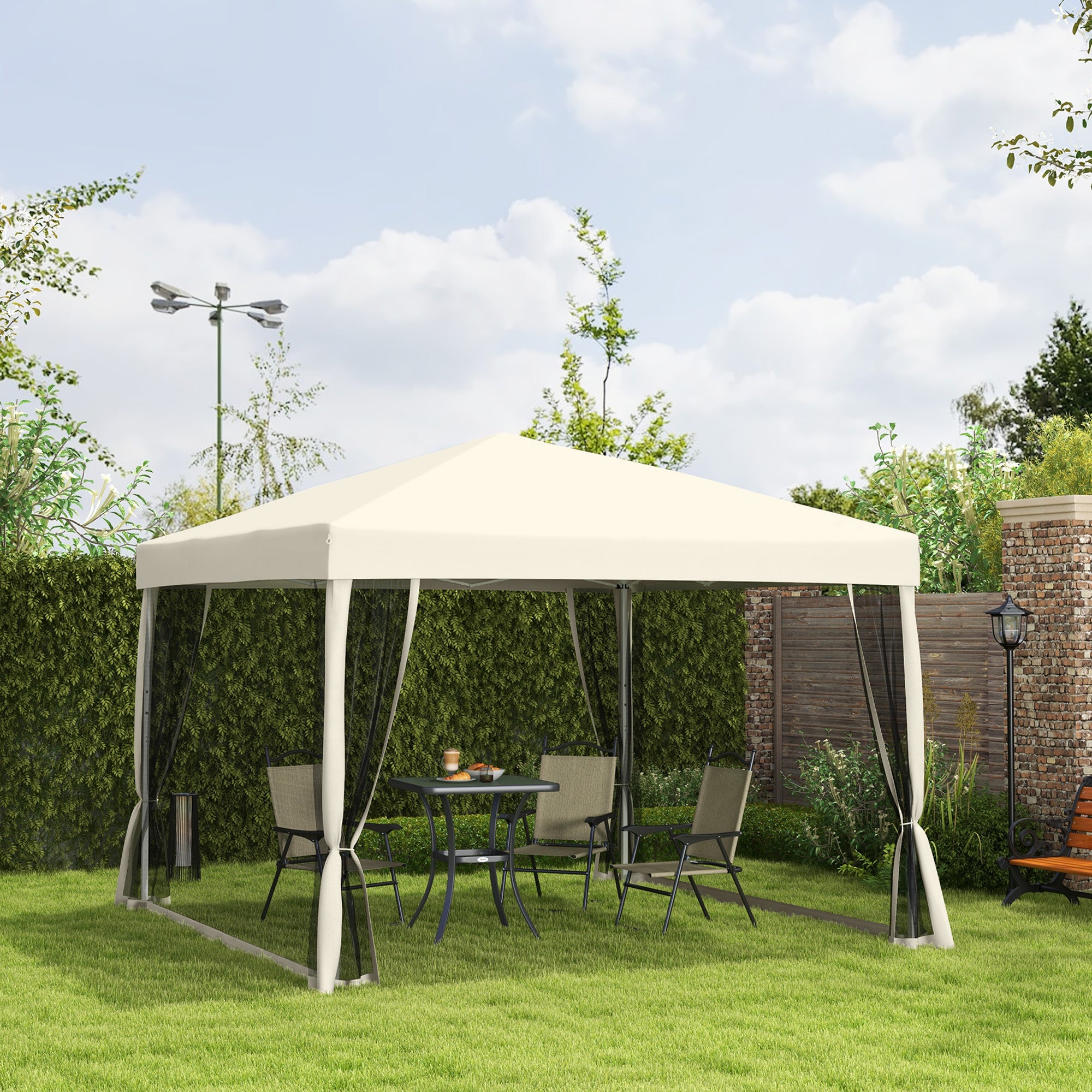 Kozy 3 x 3(m) Pop Up Gazebo with 4 Mesh Sides and Carry Bag, Height Adjustable Party Canopy Tent, Portable Garden Outdoor