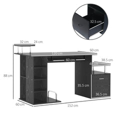 HOMCOM Computer Desk PC Workstation with Drawer Shelves CPU Storage Rack Home Office Furniture (BLACK) | Aosom UK