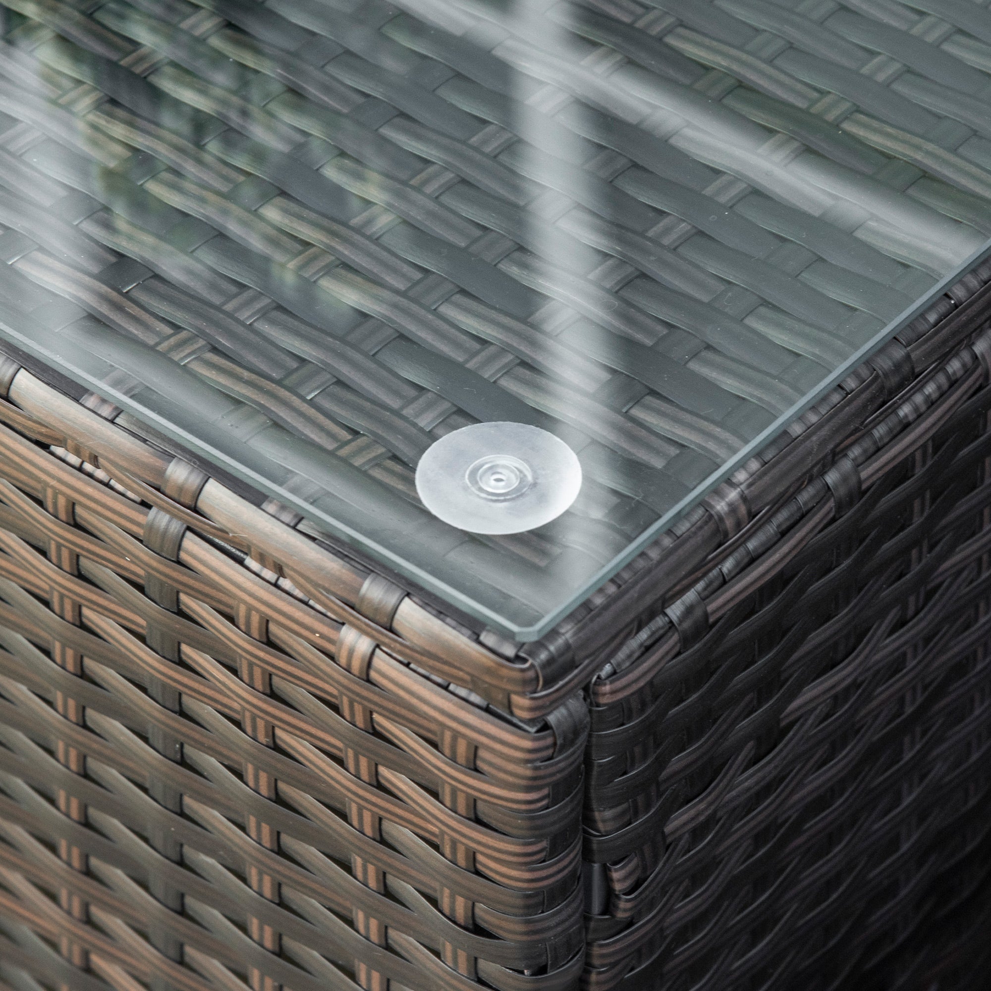 Kozy PE Rattan Garden Coffee Table with Glass Table Top - Brown