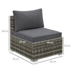 Kozy Armless Rattan Garden Chair, Outdoor Rattan Chair with Cushions, PE Wicker Garden Furniture with Steel Frame, Adjustable Footpads for Garden, Terrace, Deep Grey