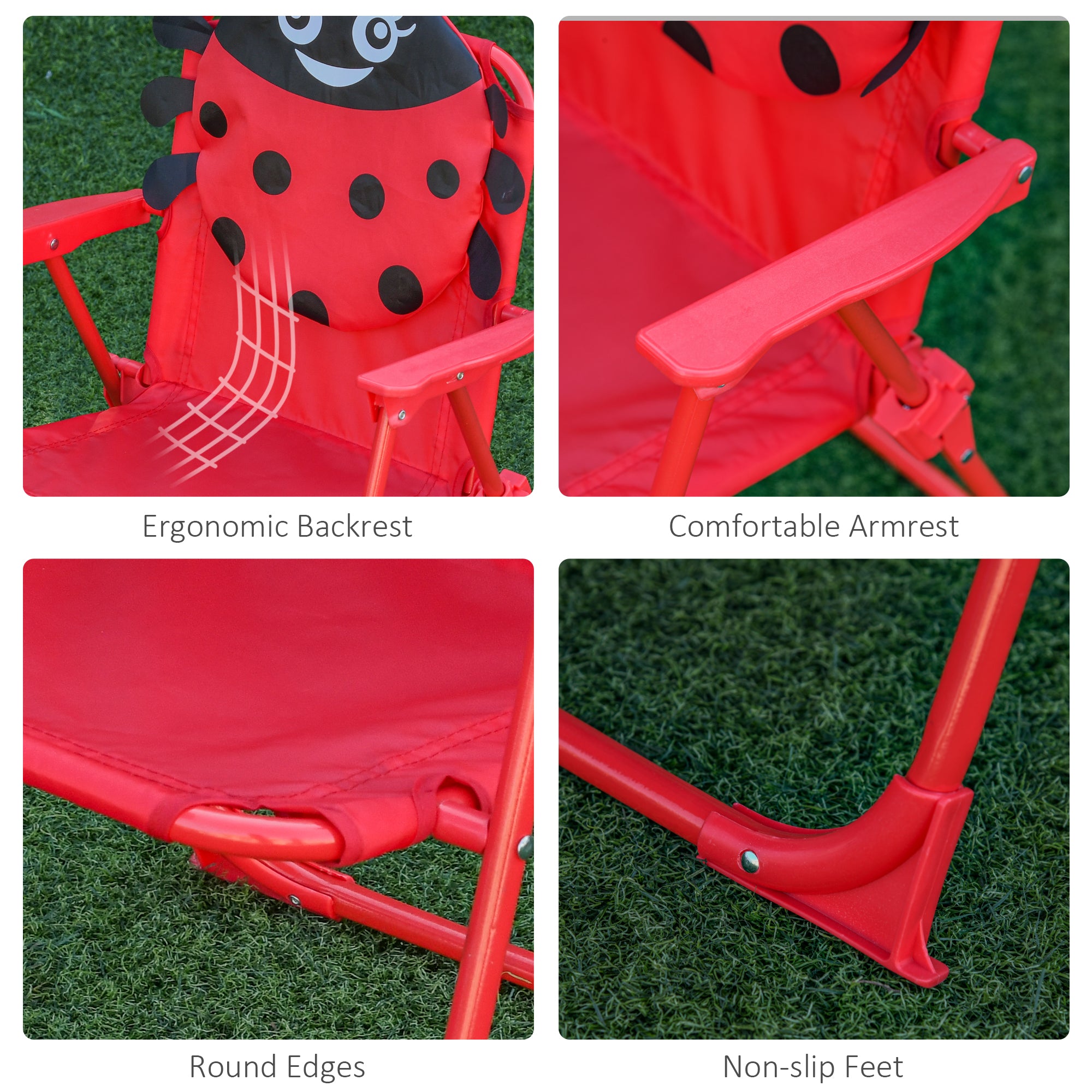 Kozy Kids Folding Picnic Table Chair Set w/ Parasol, Red