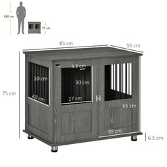 Kozy Dog Crate Table for Medium and Large Dogs with Magnetic Door for Indoor Use, 85 x 55 x 75 cm, Grey