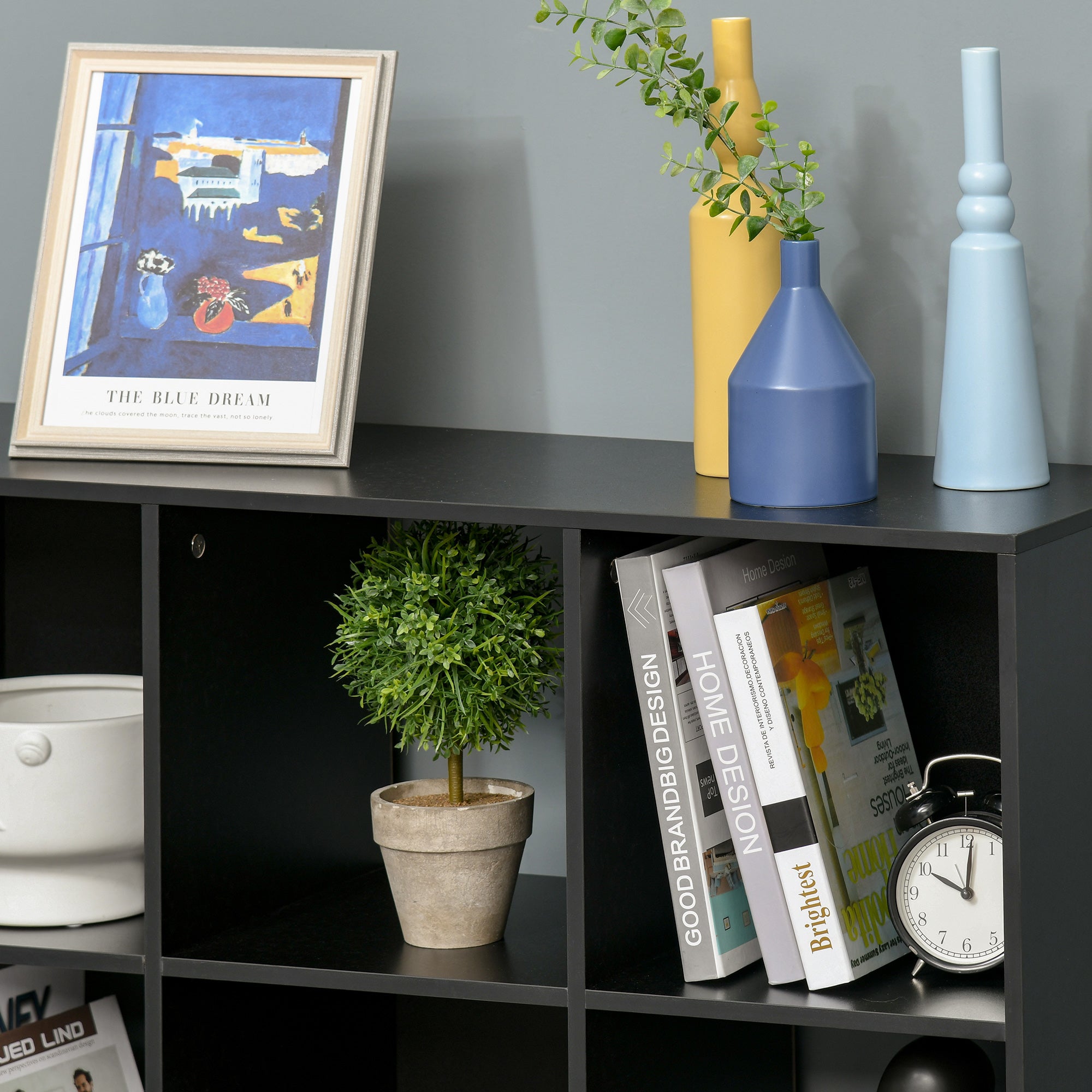 Kozy 3-tier 9 Cubes Storage Unit Particle Board Cupboard Bookcase Organiser Home Office Shelves, Black