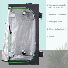 Outsunny Hydroponic Plant Grow Tent, 80L x 80W x 160Hcm