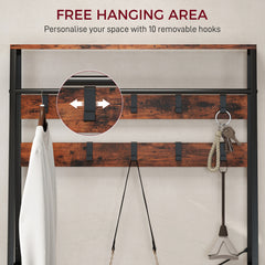 Kozy - 6-in-1 Industrial-Style Hallway Organiser - Brown/Black