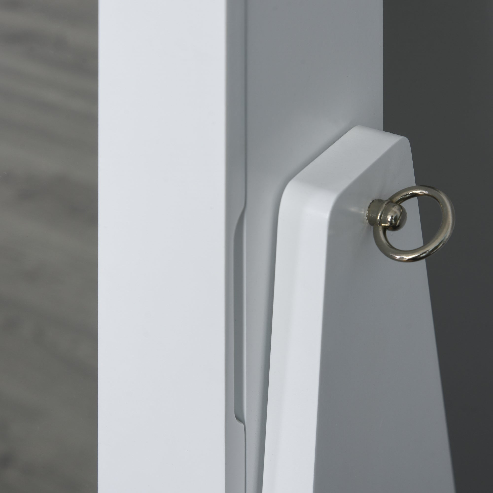 Kozy Jewellery Cabinet, Standing Mirror with LED Lights, Full-Length Mirror with Storage Drawers, Hooks and Shelves, Make-Up Armoire, Jewellery Organiser for Bedroom, White