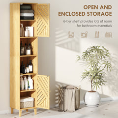 Kozy - Multi-Storage Bamboo Door Bathroom Cabinet - Natural Finish