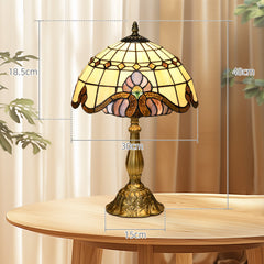 HOMCOM Stained Glass Bedroom Table Lamp, Handmade Antique Bedside Light, Decorative Night Light for Bedroom, Living Room, Home | Aosom UK