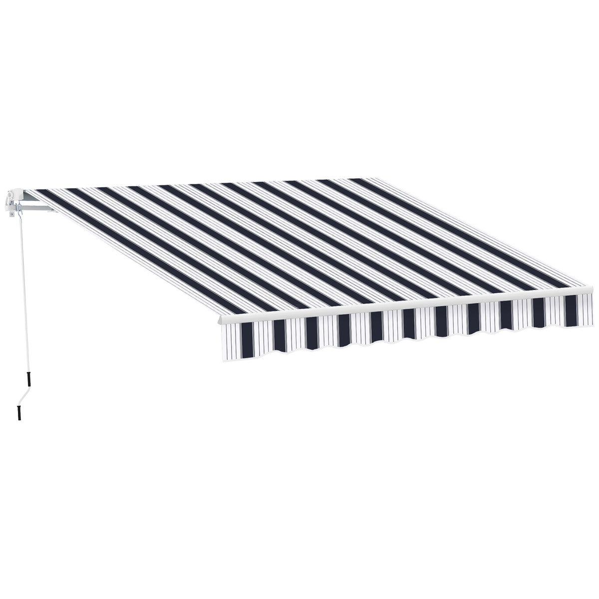 Kozy Manual Retractable Awning, 2.5x2 m-Dark Blue/White Stripes