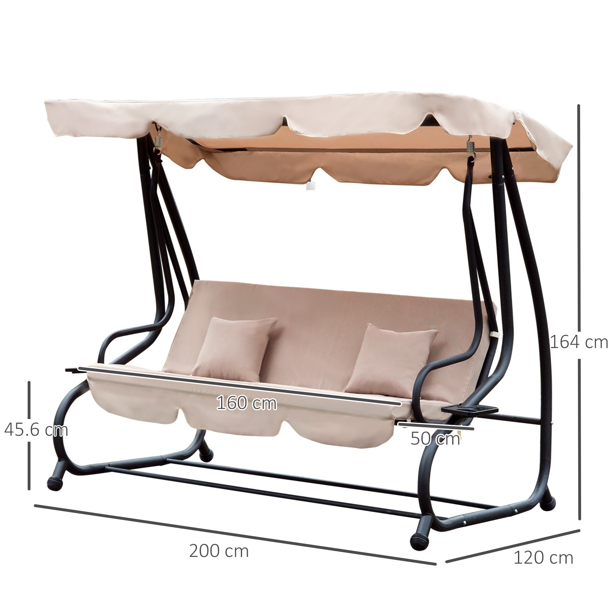 Outsunny 3 Seater Garden Swing Seat Bed Swing Chair 2