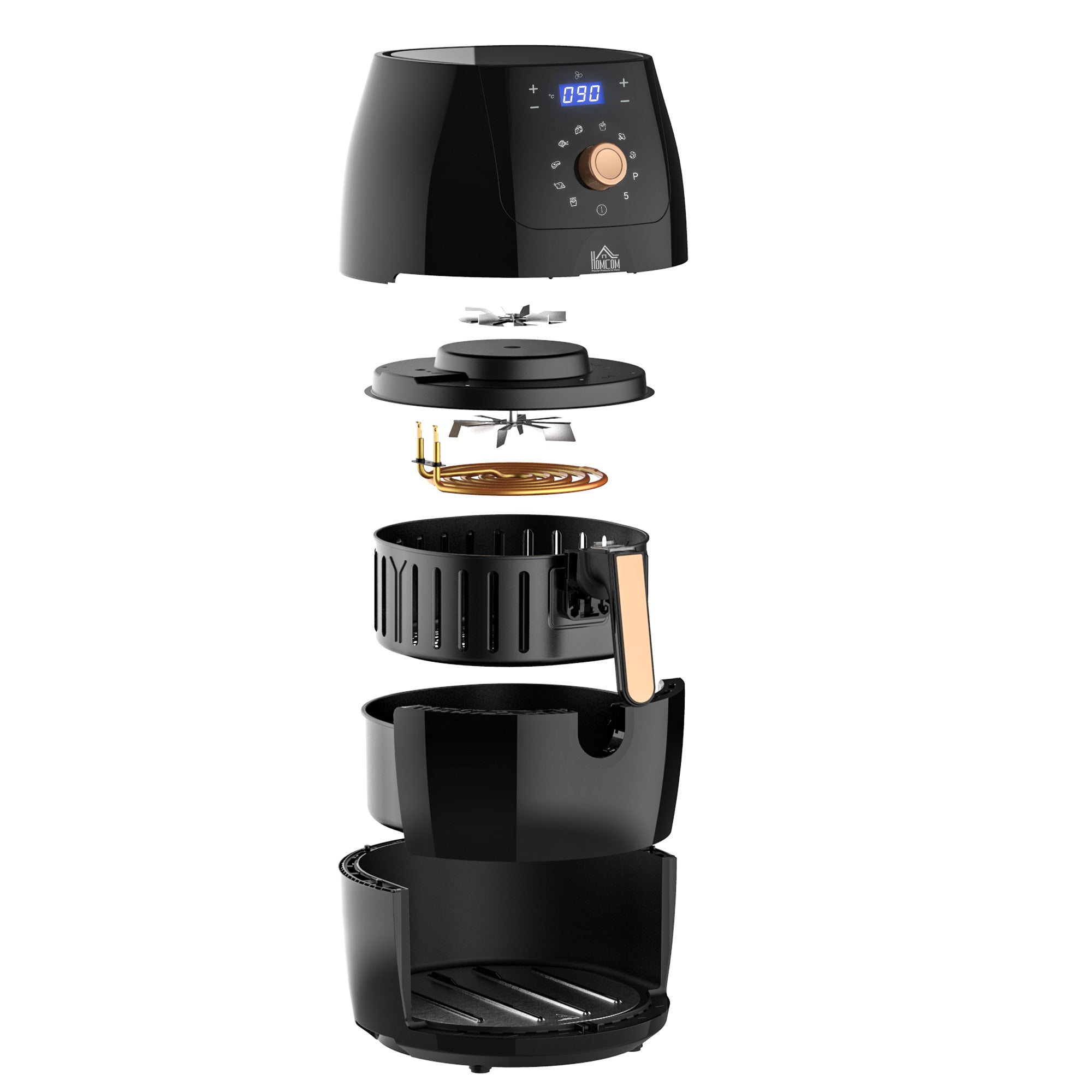 Kozy 5.5L 1700W Air Fryer, with Digital Display, 80-200℃ Temperature