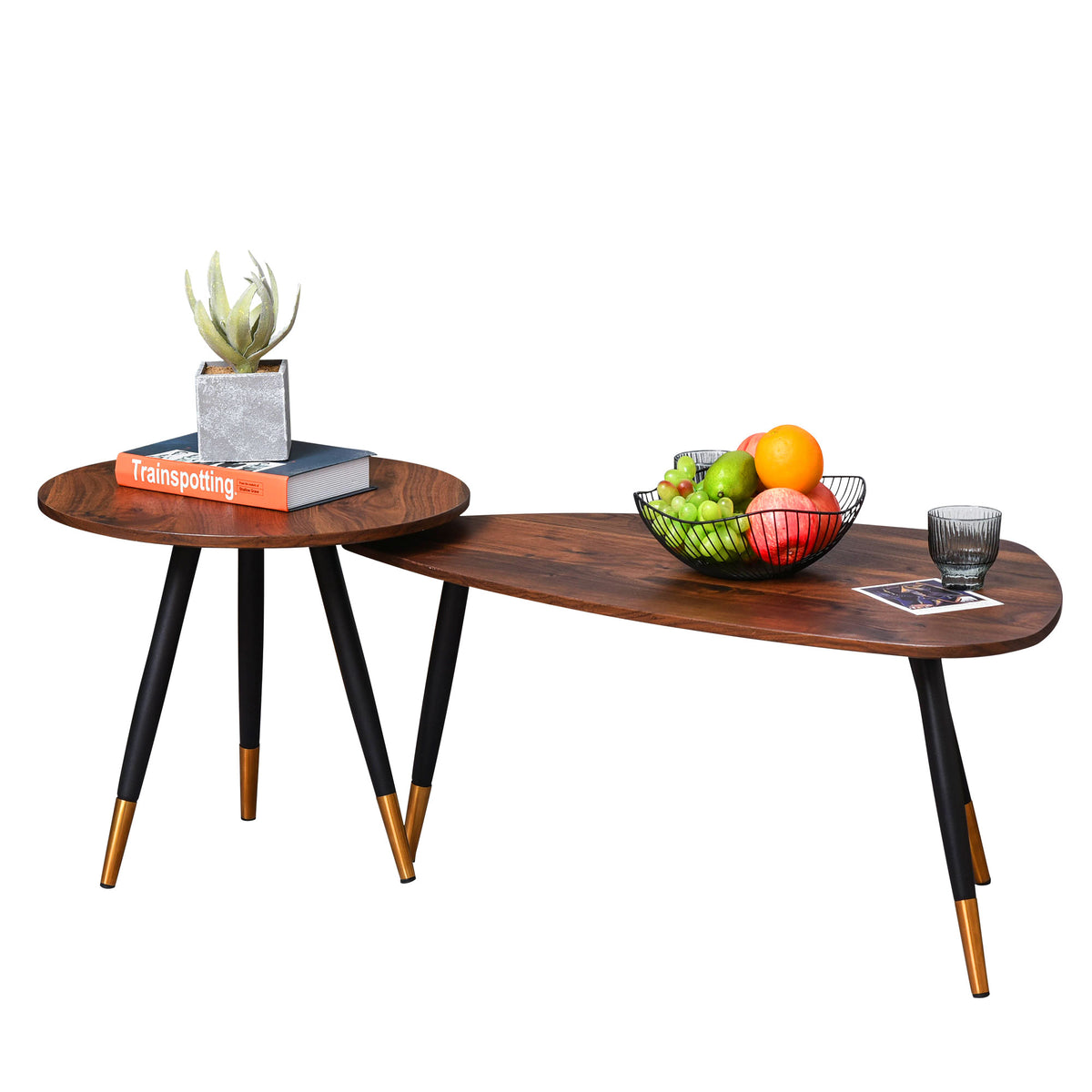 Kozy Set of Two Scandinavian-Style Coffee Tables - Walnut