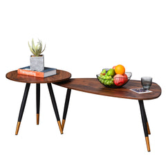 Kozy Set of Two Scandinavian-Style Coffee Tables - Walnut