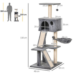 PawHut Cat Tree Tower, 51" Activity Centre with Condo, Scratching Posts, Ladders, Toys, Ideal for Climbing, Relaxing & Playing