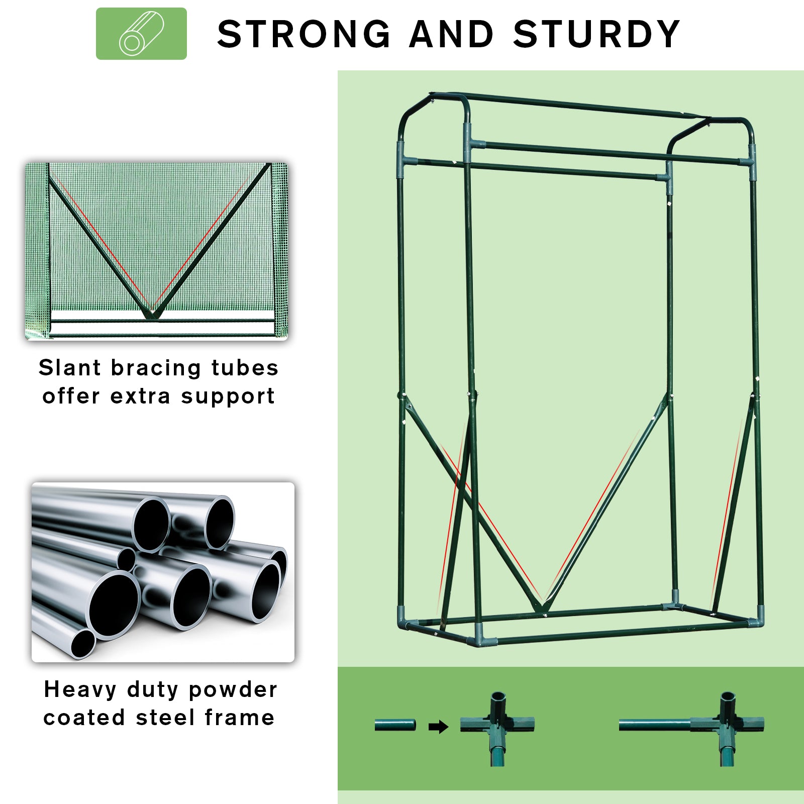 Outsunny Outdoor PE Greenhouse Steel Frame Plant Cover with Zipper 100L x 50W x 150HCM