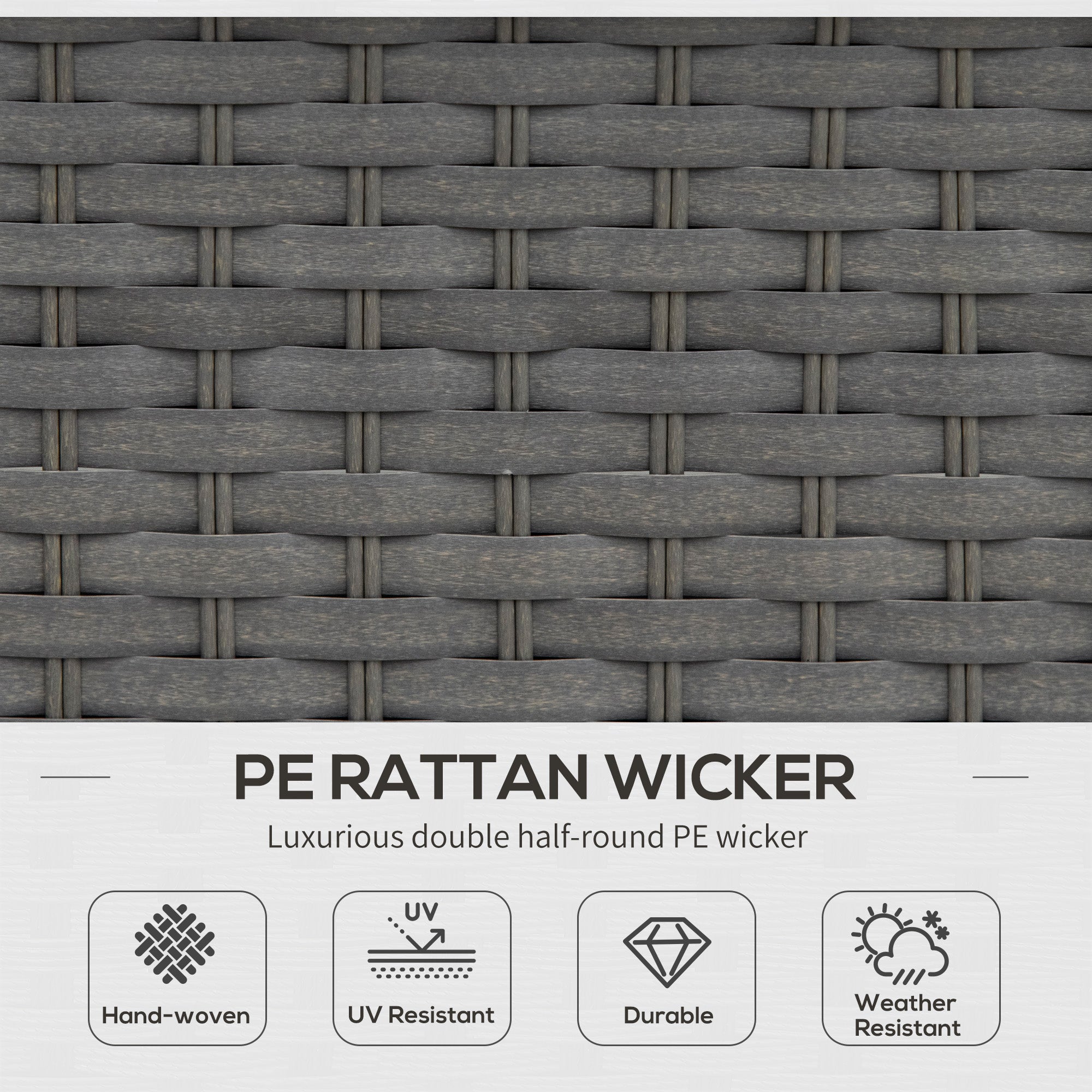 Kozy 6PC Garden Rattan Sofa Set Bonzer Outdoor Furniture Patio Table Loveseat Stool Lounging Ottoman Aluminium Frame Wicker Weave Conservatory Grey