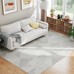 Kozy - Modern Area Rug, Geometric Pattern Non-Slip Washable Rug, Soft Floor Carpet for Living Room, Bedroom, Dining Room, Home Office, 290 x 200 cm, Grey