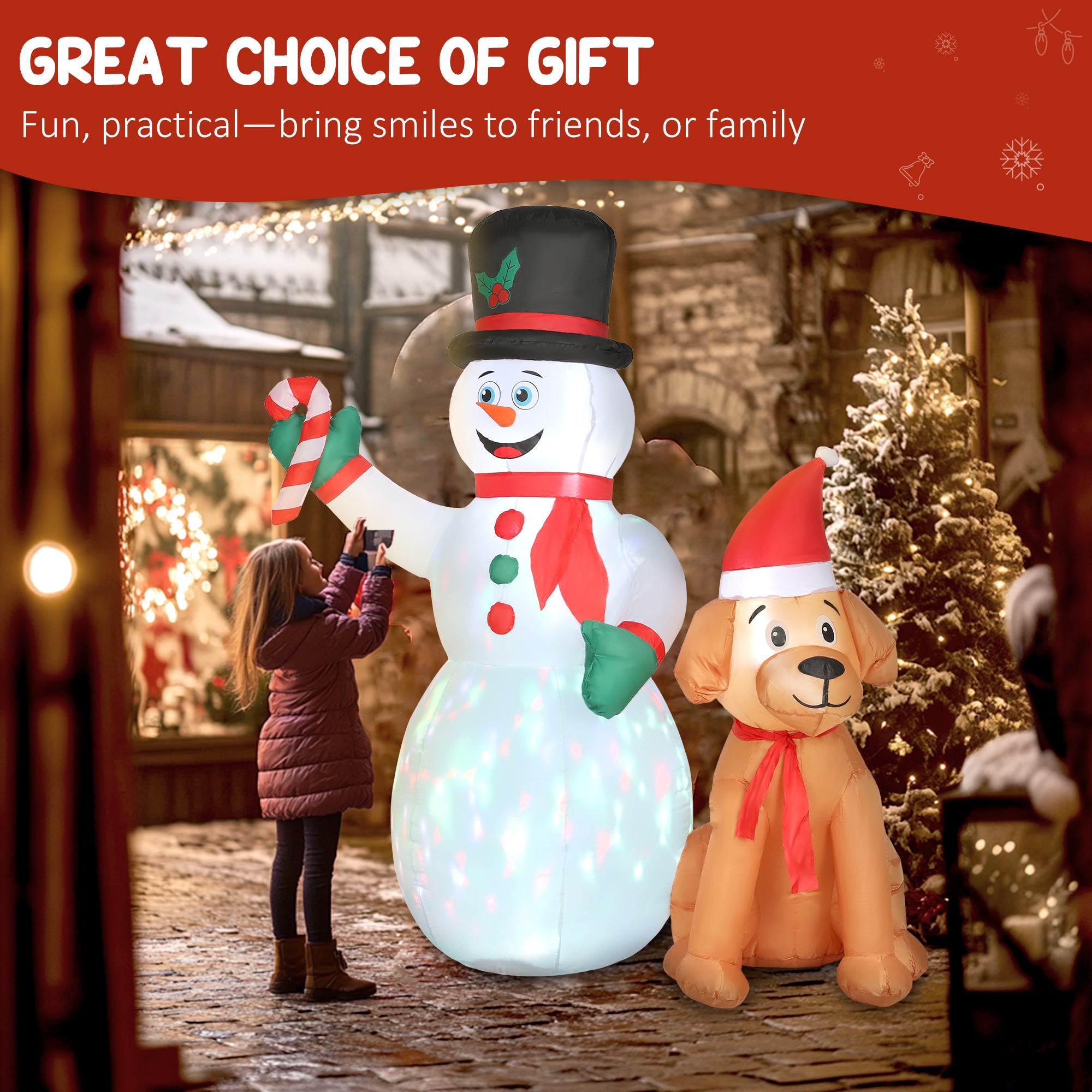 Kozy 6FT Christmas Inflatables Snowman & Dog with Built-in LED Lights and Flashing Light, Blow Up Christmas Inflatable Decoration for Indoor Outdoor Decor, Garden