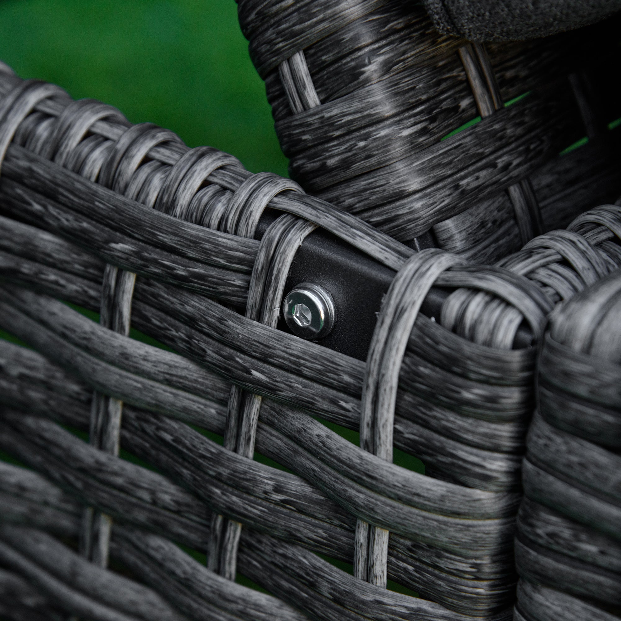 Kozy Patio Rattan Sun Lounger, Dual Wicker Weave Outdoor Single Reclining Chair Furniture, 5-Level Adjustable Backrest w/ Removeable & Washable Cushion, Mixed Grey