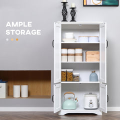 Kozy Accent Floor Storage Cabinet Kitchen Cupboard with Adjustable Shelves and 2 Lower Doors, White