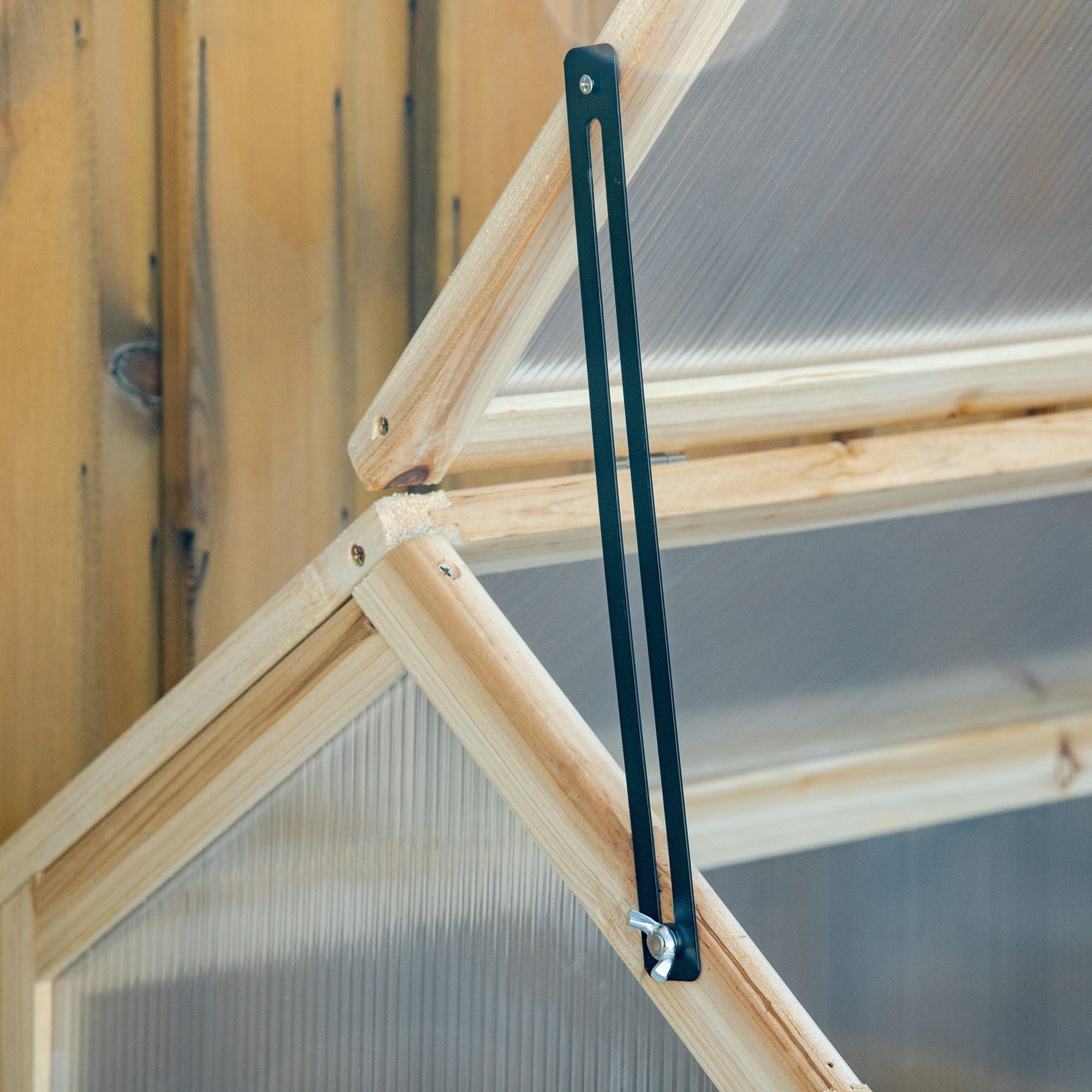 Kozy Wooden Cold Frame Garden Polycarbonate Greenhouse with Openable Top Cover, Grow House for Flowers, Vegetables, Plants, 90 x 52 x 50cm, Natural