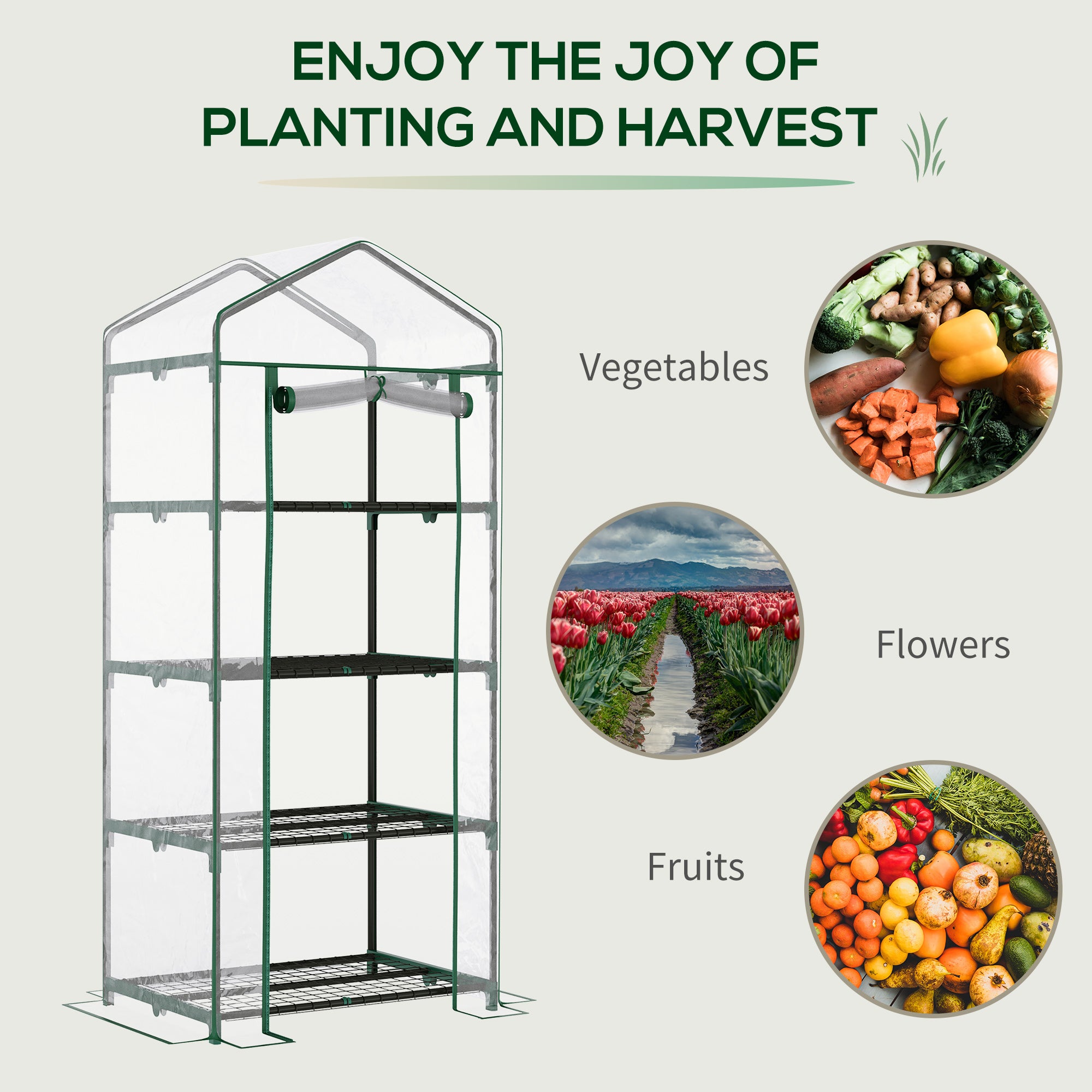 Kozy 4 Tiers Mini Portable Greenhouse Compact Plant Grow Shed Metal Frame Transparent Clear Cover 160H x 70L x 50Wcm