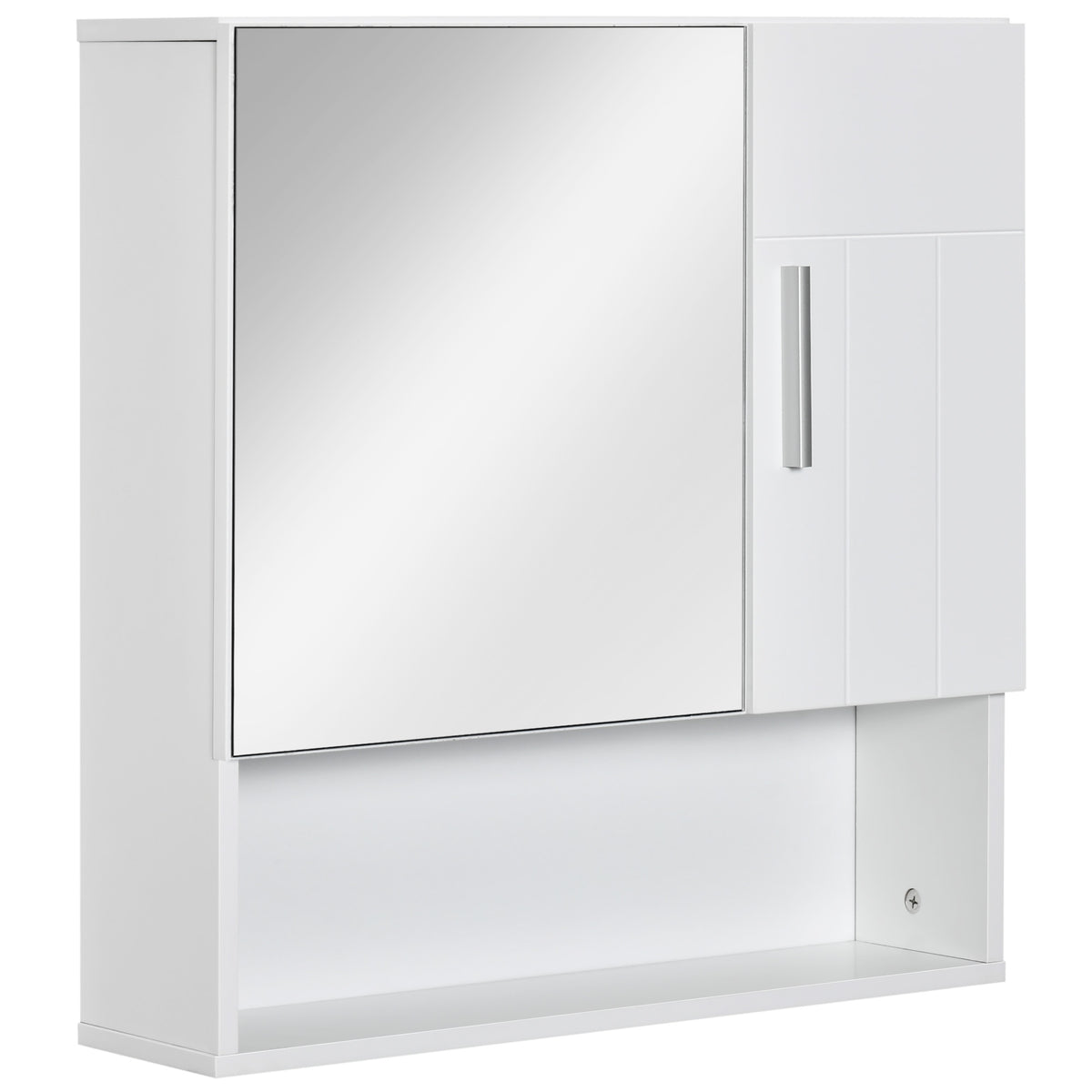 Kozy Bathroom Mirror Cabinet, Wall Mounted Storage Cupboard Organizer with Double Doors and Adjustable Shelf, White