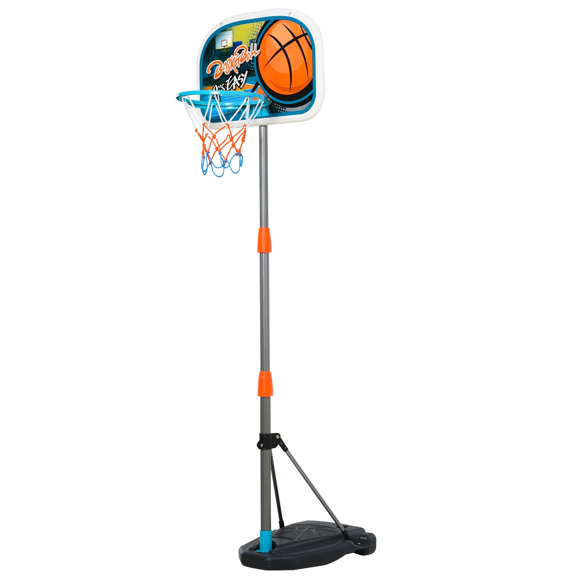 HOMCOM Kids Basketball Hoop Stand, Height Adjustable, Aluminium with Ball, Encourages Active Play